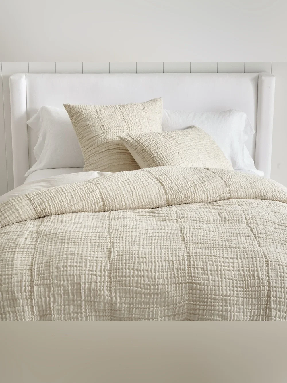 Pottery Barn Cloud Sham Set of 2 Standard Size Flax Cream NEW